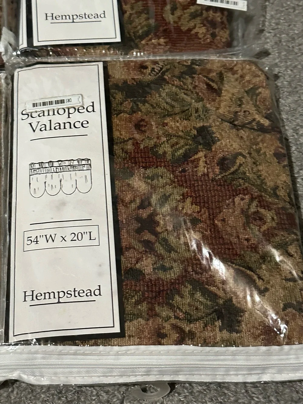 Lot of 4 Hempstead Scalloped Window Valances 54x20 Jacquard Tapestry Earthy NWOT